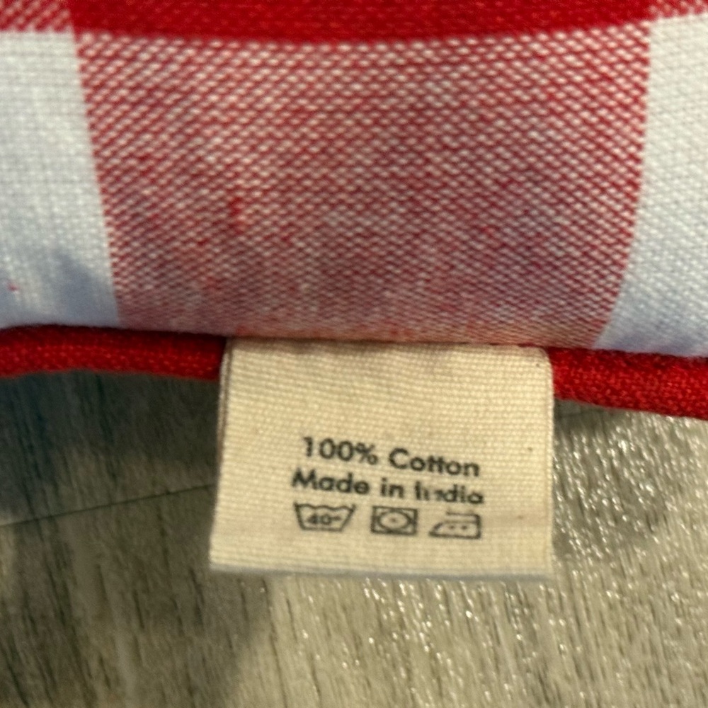 Red & White Check Cotton Chair Pad Seat Cushion with Ties - Picture 3 of 3